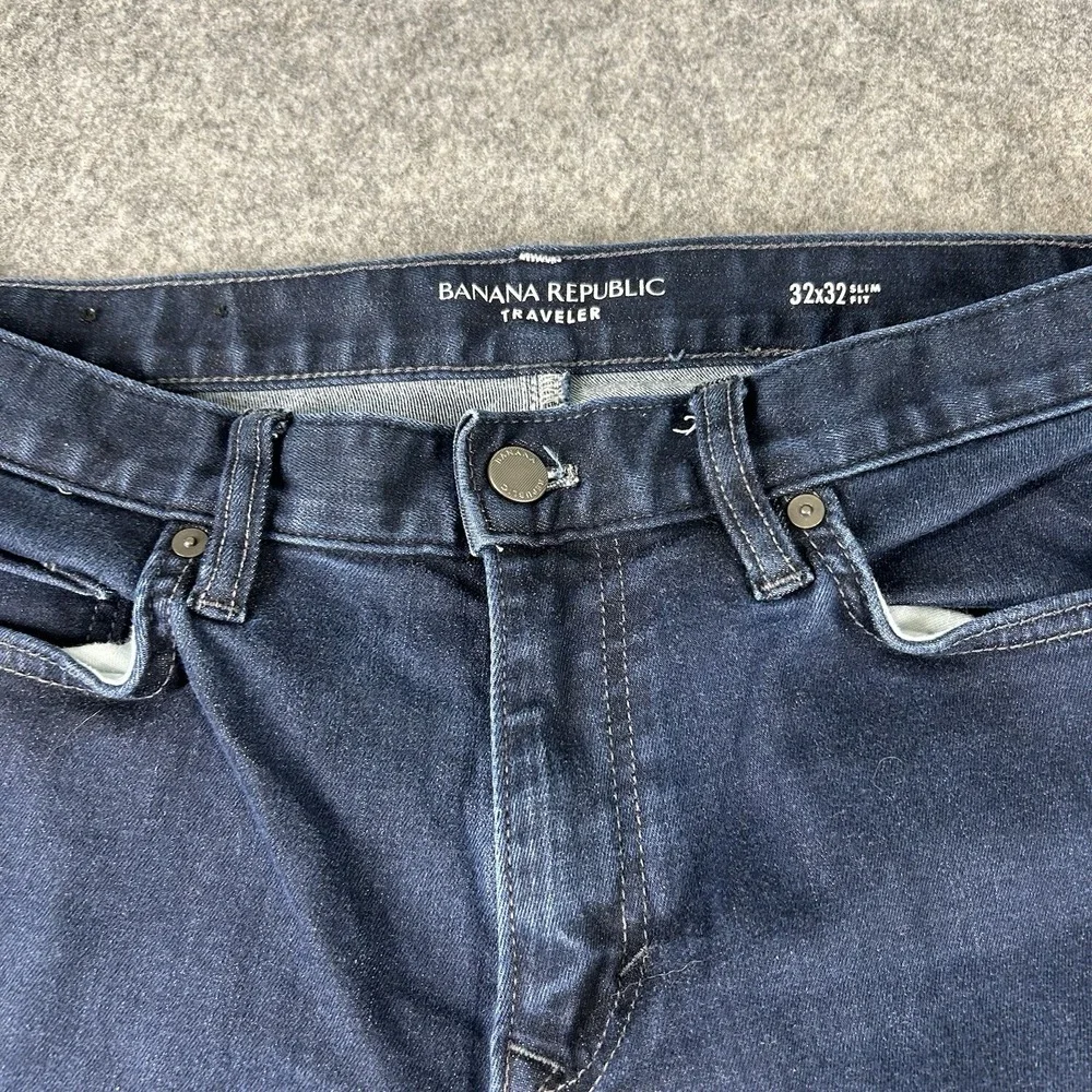 Banana Republic Traveler Jeans Mens 32X32 Slim Straight Leg Dark Wash Denim